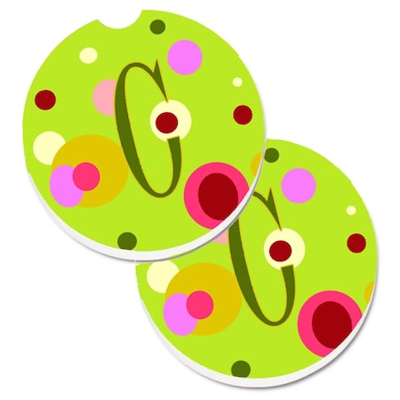 Carolines Treasures Letter C Monogram Lime Green Cup Holder Car Coaster, PK2 CJ1010-CCARC